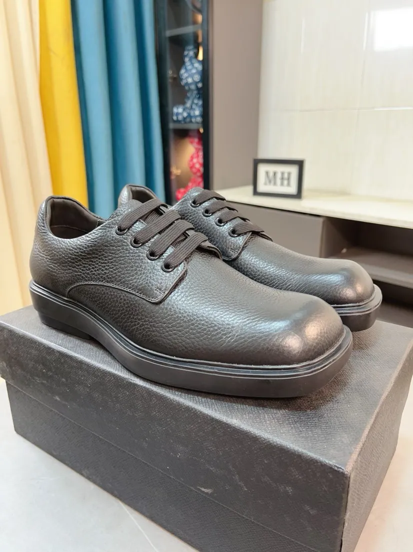Men's shoes 💰540🌹🌹【PRADA Leather Shoes】Top purchasing agency Original imported Italian custom-made open-edge beaded cowhide leather surface, fully imported water-dyed breathable cowhide lining, original factory special molded sole super comfortable, size: 38-44